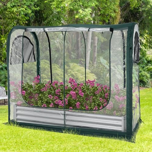 Porayhut Portable Greenhouse Cover with Raised Garden Bed,Easy Set-up 72.4 X36.6 X60.6 Gardening Flower House & Plant Sunshine Room for Protecting Plant from Cold Frost Birds & Insects
