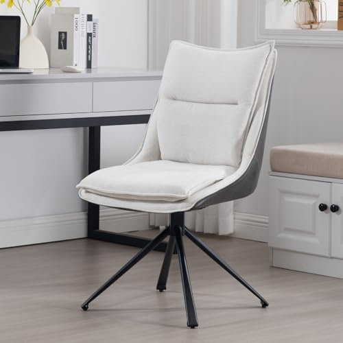 chairus Bürostuhl Schreibtischstuhl aus Leinen Drehbarer Computerstuhl für Arbeitszimmer Arbeitsstuhl ohne Armlehne für Büro Wohnzimmer Schlafzimmer (Beige)