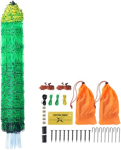 VEVOR Electric Fence Netting, 42H x 164'L, PE Net Fencing with Posts and Double-Spiked Stakes, Utility Portable Mesh for Goats, Sheep, Lambs, Deer, Hogs, Dogs, for Farms, Backyards and Ranches
