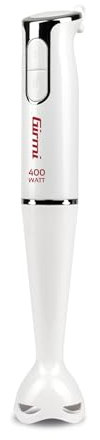 Girmi MX04 Batidora de Inmersión, 400W, Motor DC, 2 Velocidades, Cuchillas de Acero Inoxidable, Pie Antisalpicaduras, Color Blanco