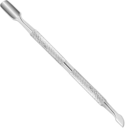 BURAX Cuticle Pusher – Professional Stainless Steel Nail Scraper & Cuticle Remover – Dual-Sided Tool for Finger & Toe Nails, Gel Polish & Dead Skin Removal– Non-Slip Handle for Manicure, Pedicure & Sa