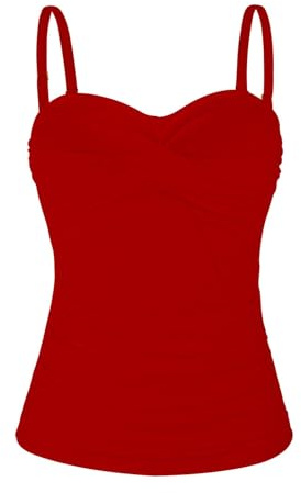 Ocean Blues Maillot de bain bandeau torsadé pour femme - Haut tankini froncé avec contrôle du ventre uniquement, Rouge, M
