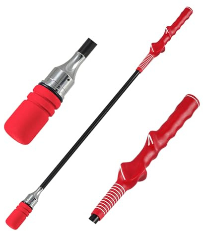 Tangkula Golf Swing Trainer, Click Stick Swing Training Aid for Speed, Flexibility, Balance, Strength, Golf Swing Rhythm Correction with Click Sound, Weight Golf Warm-up Practice Tool (Red)