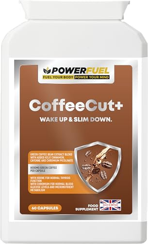 CoffeeCut+ Green Coffee Bean Extract Capsules – High Strength 8000mg Equivalent with Kelp, Ceylon Cinnamon, Cayenne Pepper & Chromium – Metabolism & Appetite Support – Vegan (60 Capsules)