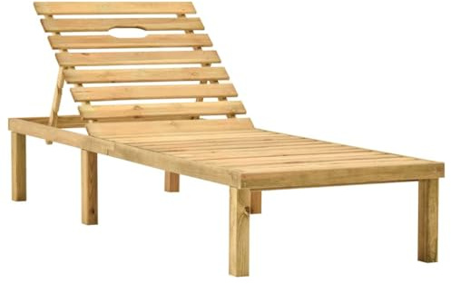 Tmriohed Lettino da giardino in legno di pino impregnato, sedia a sdraio regolabile per giardino e terrazza, sedia a sdraio in legno robusto, superficie di appoggio 200 x 70 cm, design rustico