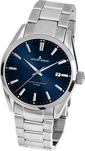 JACQUES LEMANS Herrenuhr Derby Metallband massiv Edelstahl 1-1859G