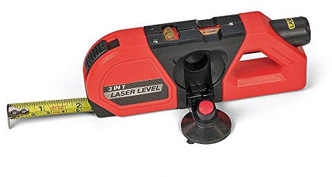 3 in 1 Laser Level Aligner - Horizontal Vertical Cross Line Measure Tape | Ruler Spirit, Multi Purpose, Bricklaying Builders Hand Tool, Household DIY Measuring