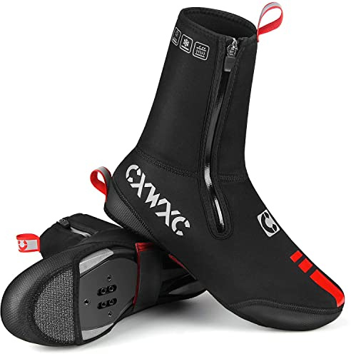 CXWXC Überschuhe Fahrrad Winter Wasserdicht Mit Reißverschluss Winter Winddichter Thermischer Schuhüberzieher Radsport für Frauen Männe (L)