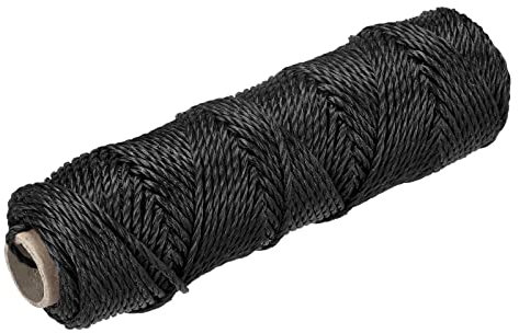 sourcing map Torcida Albañil Línea Nylon Cordel Cuerda Cordón Negro 50M/164 Pies 3mm Diámetro para Redes, Paisajismo, Hogar Mejora, Bricolaje Proyecto, Artesanía, Albañilería