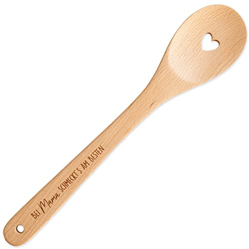 Papierdrachen Kochlöffel aus Holz mit Herz zum Muttertag - mit Gravur Bei Mama schmeckt´s am Besten - außergewöhnliches Muttertagsgeschenk -