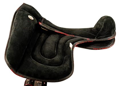 PIONEER Bareback-Sattel 50x45 aus Wildleder - Reitsattel für natürliche Reitweise, Made in Italy - Polsterung aus Watte und Memory Foam - Neopren-Sattelgurt - Schwarz