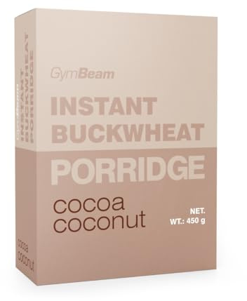 GymBeam Porridge Grano Saraceno Istantaneo - Senza Glutine, Per Colazioni Veloci, Ricco Di Proteine, Povero Di Grassi, Senza Zuccheri Aggiunti, Adatto a Vegani (450 g, Cocco Cacao)