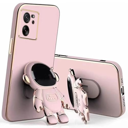 Nadoli pour Xiaomi 13T Astronaute Invisible Béquille Coque,Ultra Mince Placage Astronaute Pliant Supporter Antichocs Silicone Flexible Coque Housse Étui de Potection