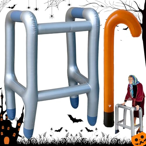 Weploda Deambulatore gonfiabile, Gonfiabile Camminatore scherzi compleanno, Divertente Giocattolo deambulatore, Riutilizzarlo per Giocattolo deambulatore e Bastone Gonfiabile(Argento)