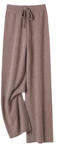 Pantaloni da donna in lana lavorata a maglia, a gamba larga, in morbido cashmere caldo
