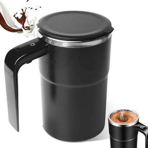 Taza de café automática con agitación automática, taza de café con asa, taza térmica con indicador de temperatura, taza magnética de acero inoxidable 304, vaso mezclador para café proteína en polvo