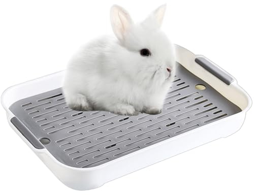 Bac à Litière pour Lapin Petit Animal Toilette Plateau Toilette Lapin,Entraîneur de Pot Utilisation en Cage,pour Cochons d'Inde,Furets,Hamsters,Chinchilla,Lapins (Blanc, L)