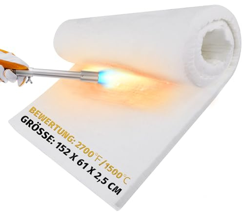 lormuzi Keramikfaser-Isolierdecke, 1500°C/2700°F (152 x 61 x 2,5 cm), feuerfeste Isolierung für Geschirrspüler, Öfen, Schmieden, Boiler, Pizzaöfen und mehr