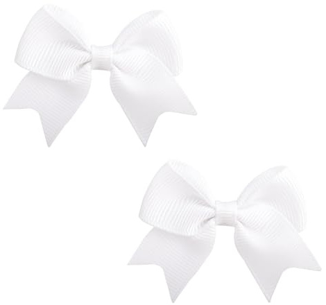 2 Pcs White Bows,Hair Bows for Girls,Decor Garland Ribbons Bow for Crafting,Solid Color Hair Bow for Girls,Cute Bowknot Hair Clip,for Girl Kids Diy Cute Hairs Clip Sewing Crafting Scrapbooking.