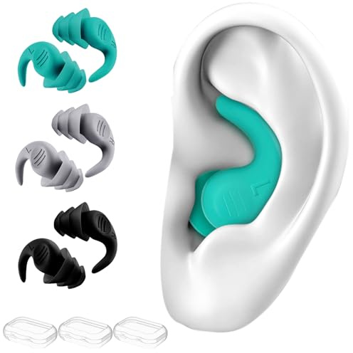 3 Pairs Swimming Ear Plugs for Adults & Teens 14+ Reusable Waterproof Silicone Swim Earplugs with Storage Case Soft Comfortable Anti-Slip Ear Protection for Swimming Surfing Showering Water Sport