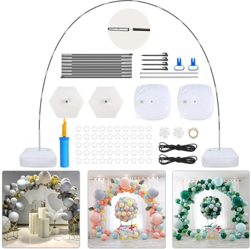 Reusable Christmas Balloon Arch Stand Kit with Water Fill Base, Adjustable Half Arch Balloon Column Stand for Thanksgiving, Engagement, Wedding, New Year's Day Party Decorations, Easy Assemble