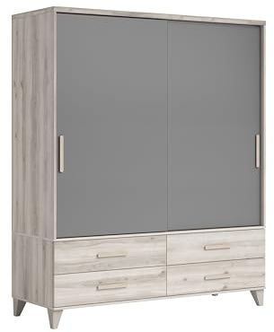 AVANTI TRENDSTORE - Maniace - Armadio in legno laminato con ante scorrevoli, all'interno ripiani e appendiabiti. Disponibile in diversi colori. Dimensioni LAP 171x200x57cm
