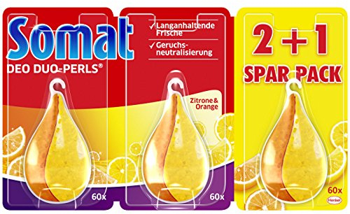 CleanRight SOMAT Duo-Perls Geschirrspülerfrischer Zitrone/Orange 3er Set (ca. 180 Waschgänge) Made in Germany