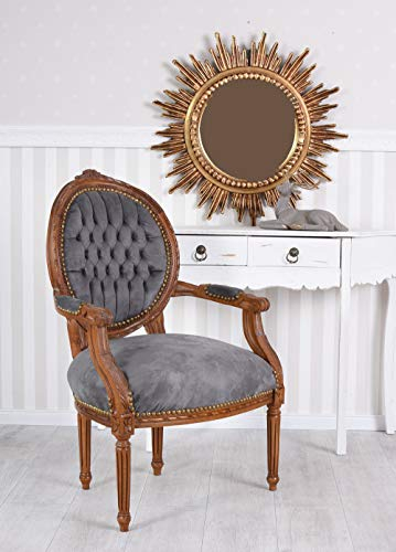 Sillón de terciopelo barroco, color marrón y gris, tapizado barroco, silla barroca, silla barroca antigua, medallón cat521g19 Palazzo exclusivo