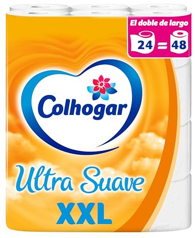 Colhogar Ultra doux XXL x24 - Papier toilette doux - Paquet de 24 rouleaux extra larges - Papier de toilette à 2 couches - 100% sans parfum - Blanc