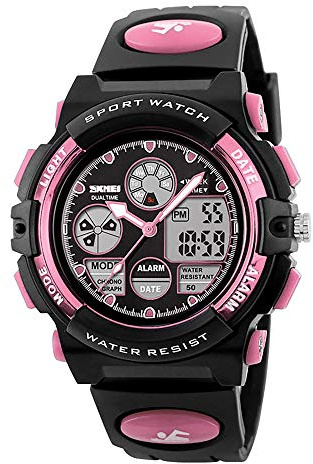 cofuo Kids Digital Sport Watch, Boys Girls Waterproof Sports Outdoor Watches Children Casual Electronic Analog Quartz Wrist Watches with Alarm Stopwatch, Pink, Digital