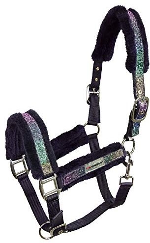 Horsenjoy Pferde Halfter Teddyfleece Rainbow Brilliant Reithalfter Weidehalfter (Pony)