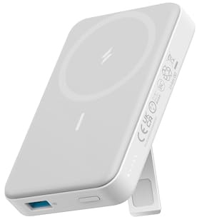 Anker 633 Magnetic Battery, 10,000mAh Wireless Portable Charger, 20W USB-C Power Bank with Stand, Magsafe-Compatible for iPhone 16/15/14 Series (White)
