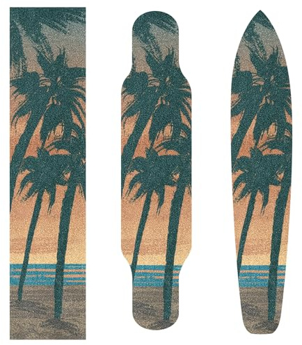 HUSSRITY Beautiful Sunset Beach Longboard Grip Tape 44 x 10 Bubble Free Skateboard Grip Tape Sheet Scooter Grip Tape Easy Apply Grip Tape for Skateboards