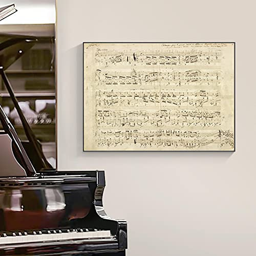 Retro Chopin música partitura Piano habitación decoración lienzo pintura carteles impresión arte pared cuadros sala de estar decoración del hogar 35x50cm sin marco