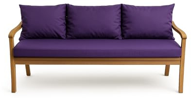 Coussin de banc pour banc de jardin et balançoire hollywoodienne - Coussin de banc d'extérieur (160 x 60 x 50 cm, violet)