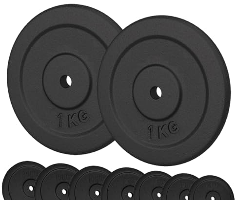 G5 HT SPORT Hantelscheiben aus Gusseisen, Lochdurchmesser 25 mm, für Fitnessstudio und Home-Gym von 0,5 bis 20 kg für Hanteln und Langhanteln (2 x 1 kg)