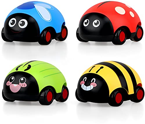 Aufziehauto Spielzeug, Spielzeugauto Set Baby Spielzeug Fahrzeuge Reibung Zurückziehen Spielzeugautos Autos Kinderspielzeug Strumpffüller für Jungen Mädchen 4 Stück Kinderspielzeug Fahrzeuge