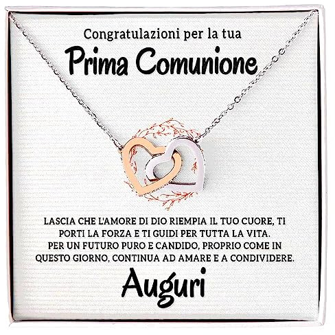 NONNA PROFESSIONISTA Collana Donna Prima Comunione Argento Idee Regali per lei Comunione in chiesa Donne Cresima - Cofanetto con DEDICA incluso (Bianco - Prima Comunione)