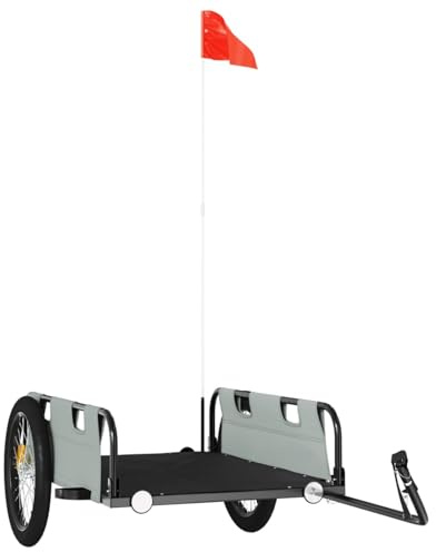 Tidyard Bicycle Trailer Cargo Bike Trailer Camping Luggage Storage Carrier Transport with Towing Bar Grey Oxford Fabric and Iron