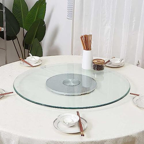 FZZIBQYR Großer runder Esstisch Lazy Susan, Drehteller, drehbares Tablett, 60–90 cm drehbare Servierplatte aus gehärtetem Glas, Basis aus Aluminiumlegierung, für Küchen-Esstisch-Tischplatte, 90 cm