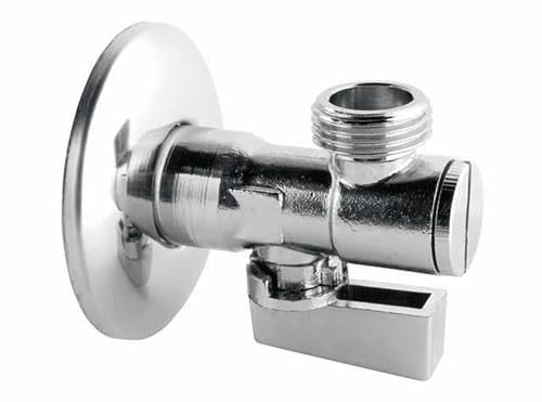 Eckventil 1/2 Zoll x 3/8 Zoll mit Feinfilter, Eckventil für Anschluss Wasserhahn Bad und Küche - Kugelhahn komplett aus Metall mit herausnehmbarem Filter