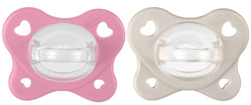 Chicco Gommotto Dual Soft, Ciuccio in Silicone 6-16 Mesi, Bicolore, Set di Gommotti con Doppia Morbidezza, Supportano la Respirazione e Favoriscono il Corretto Sviluppo della Bocca, 2 Pezzi, Bimba