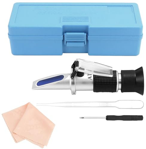 QWORK® 3-In-1 Refraktometer für Honig, 58-90% Brix Refraktometer, 12-27% Wasser, Handrefraktometer mit Einstellbarem Okular