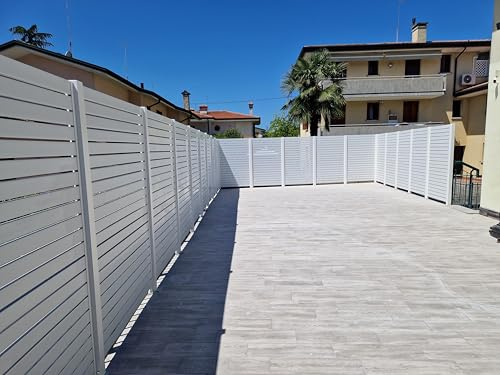 Pannello RECINZIONE PRIVACY BASE in PVC frangivento, recinzione in varie dimensioni e colori a doghe orizzontali, da esterno (Bianco, 144 x 94 cm)