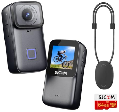 SJCAM C200Pro(64GB) - Mini Fotocamera sportiva impermeabile 4K, 150 min, 135° Wide Angle, Waterproof up to 40M, Portable Sports Camera with Accessory Kit Suitable for Helmet and Bicycle