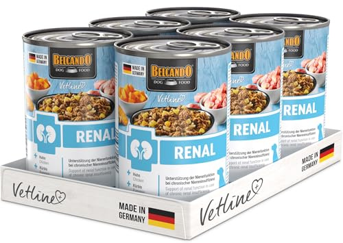 BELCANDO Vetline Renal Nourriture diététique 6 × 400 g – Nourriture humide en cas d'insuffisance rénale (aiguë et chronique) | Soutient la fonction rénale, fabriquée en Allemagne