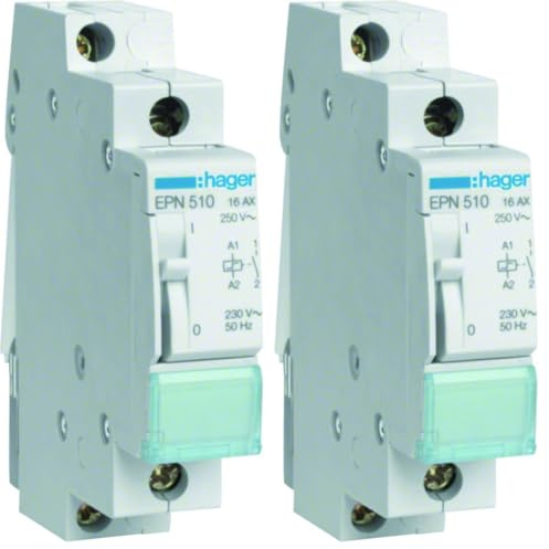 Hager Télérupteur EPN510-1 bouton - 230 V - Blanc (Lot de 2)