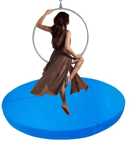 Pole-Dance-matta, 1,25 cm tjock crashpad-matta för Aerial Lyra Hoop, dansstångmatta, vikbar antikollisionsmatta för hem och lägenhet (blå, 160 x 3 cm) – säkerhetsmatta för yoga och