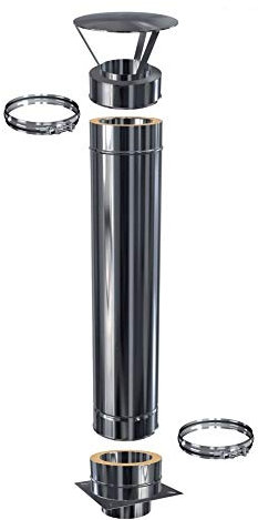 Schornsteinverlängerung Kaminverlängerung doppelwandig DW 150 Höhe 3,0 m / 0,5 mm