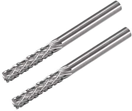 sourcing map Tungsten Carbide Rotary Files 1/8 Shank, Double Cut Top Toothed Cylinder Shape Rotary Burrs Tool 3mm Dia, for Die Grinder Wood Soft Metal Polishing Model Engineering, 2pcs